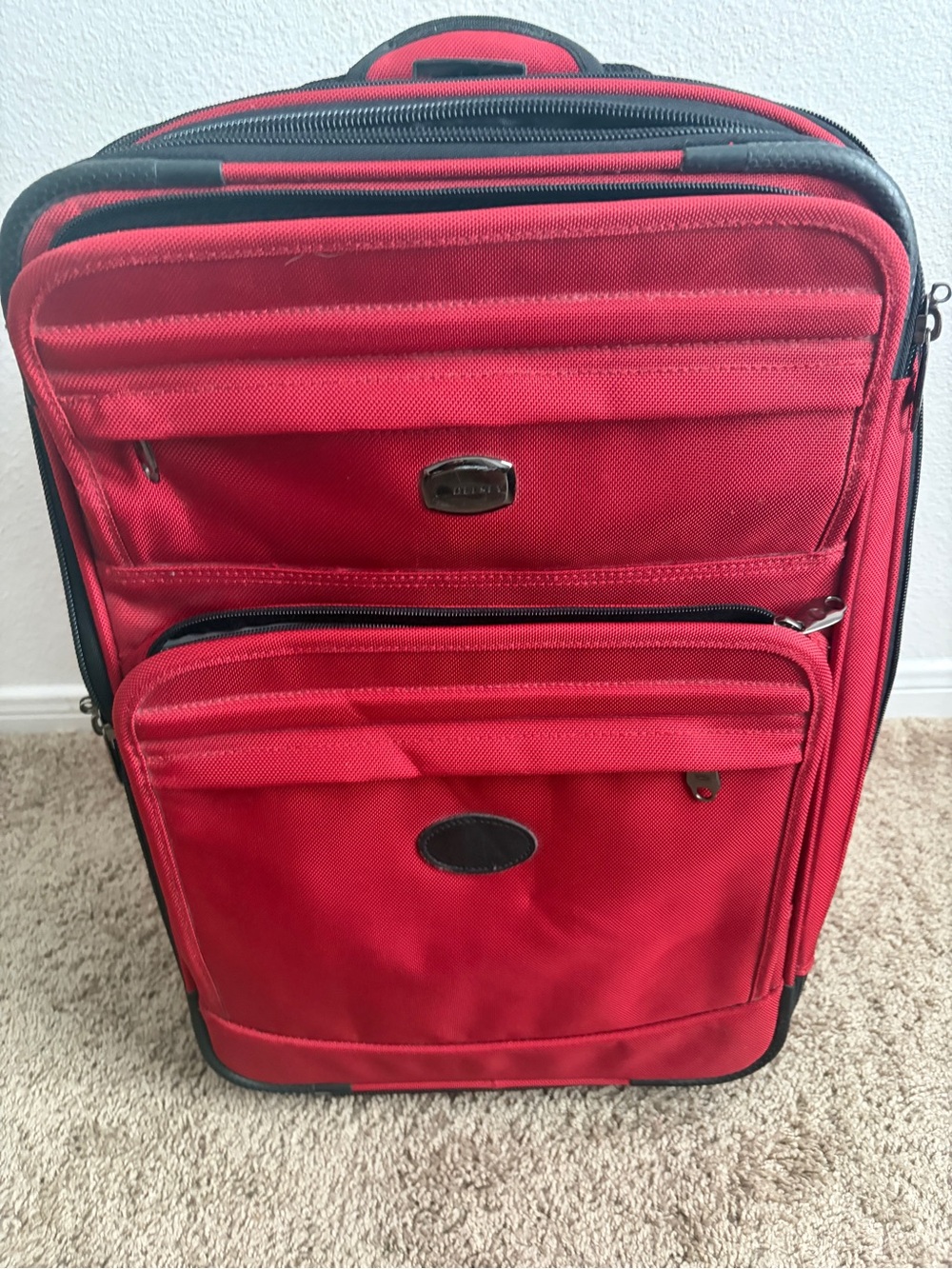 Unbranded Red Softside Carry-On Suitcase with Front Organizer